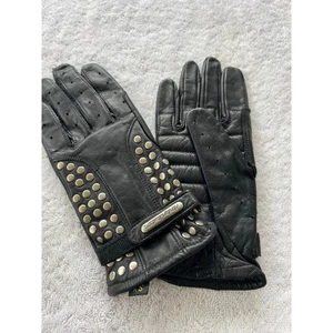Guantes de cuero para mujer Harley Davidson con tachuelas plateadas talla: XS- NUEVOS SIN ETIQUETAS - Imagen 1 de 4