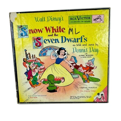 Walt Disney Branca de Neve e os Sete Anões Dennis Day Story Livro 2 Amarelo EP Raro - Imagem 1 de 4