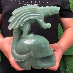 Cristal de cuarzo natural de 8,4 lb Dongling cráneo de jade talla de dragón volador - Imagen 1 de 13