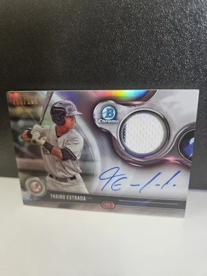2018 Bowman Chrome Baseball Thairo Estrada #BCAR-TE Autograph Relic /150 - Image 1 of 4