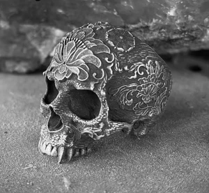 Stainless Steel Heavy Sugar Skull Ring Mandala Flower Santa Muerte Biker Jewelry - Picture 1 of 2