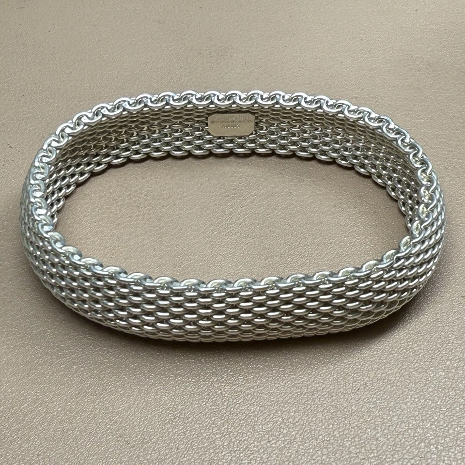 Brazalete Brazalete Tiffany & Co Malla Somerset Plata Esterlina Talla 7.25 Foto 1 de 4