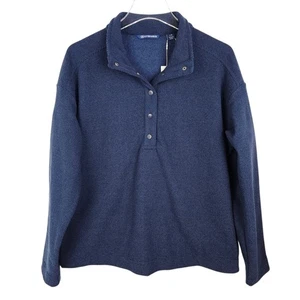 Cutter & Buck Womens Hunts Point Eco Textured Fleece Snap Pullover Navy Blue - Picture 1 of 7