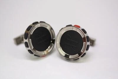 HUBLOT Black Rubber Polished Titanium H Logo Round Cufflinks 20mm BM.05.NX - Image 1 of 4