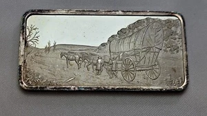 Vintage 1975 Hamilton Mint ATB 1 Ounce .999 Silver Art Bar Conestoga Wagon - Picture 1 of 3