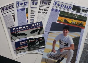 Damon Hill supporters club Focus news memorabilia +photo Signed F1 etc - Picture 1 of 8
