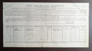 1910 Highland Railway Muir of Ord Station to Alness Station Consignment Note - Picture 1 of 2