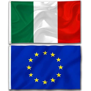 Bandiere Italiane E Bandiere Dell'Europa.90 X 150 Cm Bandiere Con 2 Occhielli in - Foto 1 di 12