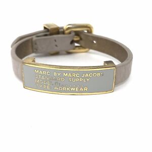 MARC BY MARC JACOBS Standard Supply Bracelet Cream Enameled Tan Leather Strap