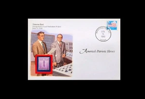 1990 WASHINGTON DC AMERICAS PATRIOTIC HEROES VANNEVAR BUSH 3c STAMP FDC  - Picture 1 of 3