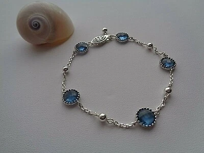 Silber Armband blau Glas - Bild 1 von 4