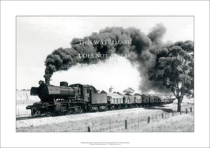 Locomotora y tren A3 Victorian Railways clase J estampado artístico - póster de 42 x 29 cm - Imagen 1 de 3