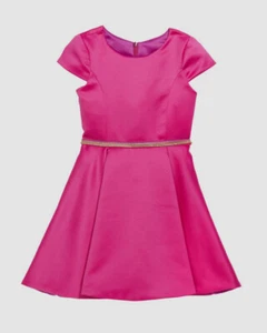 $245 Zoe Ltd Kids Girls Pink Crew Neck Cap Sleeve Rhinestone Belted Dress Size 5 - Picture 1 of 1