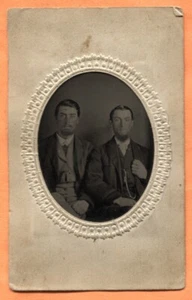 TT Portrait von 2 jungen Männern mit Kinn Schnurrhaaren um 1870 antike Farbart - Bild 1 von 2