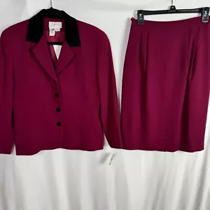 Talbots Womens Wool 2 Piece Skirt Suit Size 10P 10 Petite Burgundy NEW - Picture 1 of 10