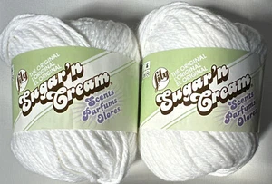 Lot of 2 LILY SUGAR ‘N CREAM in POWDER white #24001 Cotton 95Yds 2oz - Picture 1 of 4