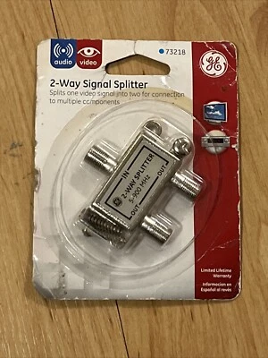 GE 2-Way Signal Splitter 5-900MHz - 33218 Audio/Video/TV/Cable/VCR - Image 1 of 2