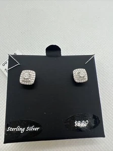Bridge Diamond Stud Earrings 1/10th CTTW AA7 SS R.H. Macy&Co. NEW - Picture 1 of 7
