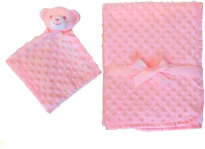 Baby Blanket & Teddy Bear Comforter Gift Set Bubble Dimple Wrap Pram Cot Car - Picture 1 of 4