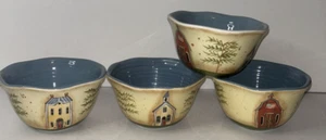 4er Set Susan Winget Cracker Fass Müslischale Suppenschüssel blau Faith Freedom Friends - Bild 1 von 6