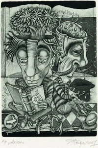 Axiom., Grabado original Ex libris impresión artística por Sergey Hrapov, Ucrania - Imagen 1 de 3