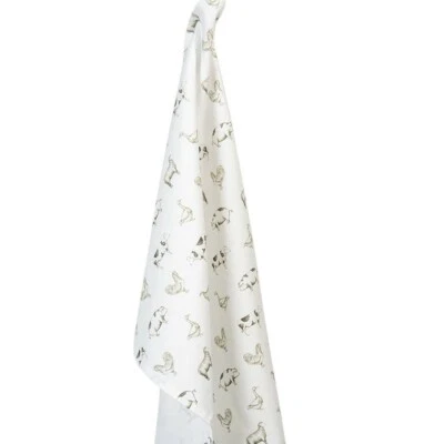 Clayre & Eef Geschirrtuch Bauernhoftiere Gans Hahn grau Country Shabby 50x70 cm - Bild 1 von 4