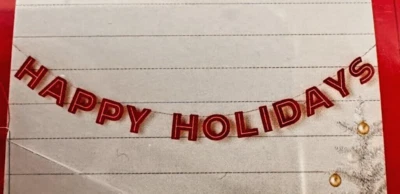 Banner de tela de fieltro de fieltro de feliz fiesta cordón rojo y blanco 76 pulgadas usado en excelente estado Foto 1 de 4