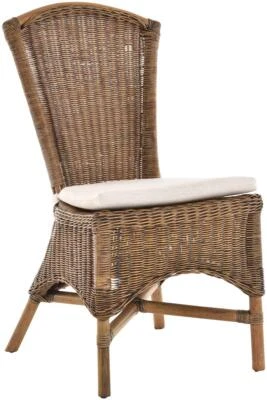 Rattan Esszimmer-/ Küchen-Stuhl hohe Rückenlehne (Vintage-Braun, ohne Armlehne) - Bild 1 von 4