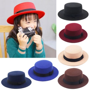 Girls Women Wool Vintage Trilby Felt Fedora Hat Wide Brim Winter Autumn Jazz Cap - Picture 1 of 20