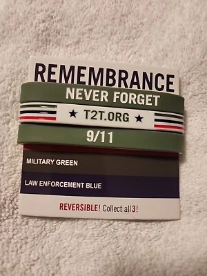 Pulsera 9-11 Never Forget 911 bandera americana línea delgada 3 pulsera de silicona  Foto 1 de 4