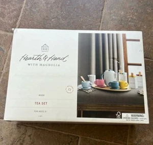 Hearth & Hand with Magnolia Wooden Toy Tea Set Retired Set! 3 Years and Up - Picture 1 of 5