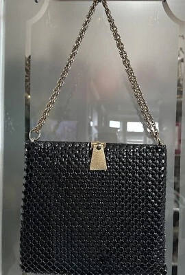 VTG Women’s Aaron’s Saint Armonds Mid-Century Modern Black Purse Gold Chain - Image 1 of 4