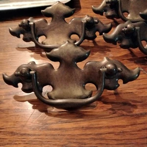 Antique Bronze Finish Batwing Drop Drawer Pull Handle, 2-1/2" C2C, - Picture 1 of 4