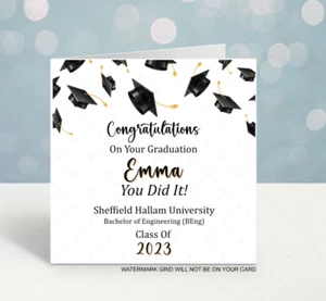 Personalised Graduation Card Congratulation On Your Graduation Uni Graduate - Picture 1 of 2