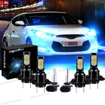 For 2012- 2017 Hyundai Veloster 8000k LED Headlight High Low Fog Light Bulbs Kit - Image 1 of 4