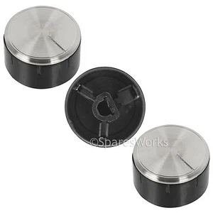 3 x Genuine BOSCH Oven Cooker Hob Control Knobs Silver Black Switch 616100 - Picture 1 of 3
