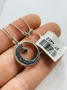TJC silver moon and star necklace with blue diamond new with tag - Picture 1 of 6