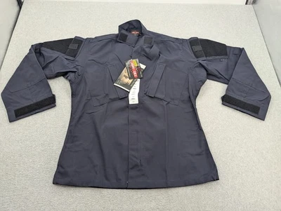 Camisa masculina pequena curta azul marinho Ripstop uniforme resposta tática nova com etiquetas Tru Spec - Imagem 1 de 4