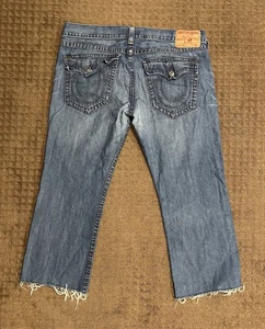 Pantalones de mezclilla True Religion Ricky para hombre 42 (42x29) dobladillo crudo bigotes hechos en EE. UU. - Imagen 1 de 8