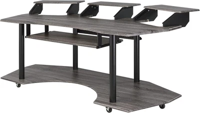Eleazar Wooden 4-Shelf Music Recording Studio Desk in Black Oak - Image 1 of 4