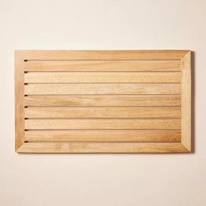 Hearth & Hand Magnolia Wood Slatted 24x14" Bath Mat, Natural - Picture 1 of 5
