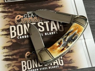 Rough Ryder RR2428 Canoe Cinnamon Bone Stag Folding Pocket Knife Carbon Steel - Image 1 of 4