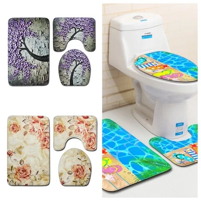 3Tlg.Set Badematte Badvorleger Badgarnitur Rutschfest Badteppich WC-Vorleger - Bild 1 von 4