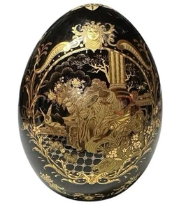 L. F. Fine Porcelain Limoges P. R. C. Medusa Black and Gold Egg - Picture 1 of 5