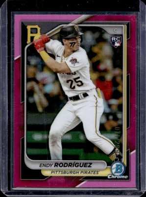 2024 Bowman Chrome Endy Rodriguez RC Fuchsia Refractor Rookie #71/299 Pirates - Image 1 of 2