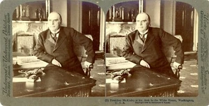 President McKinley at his desk in the White House, Washington, US - stereograph - Picture 1 of 2