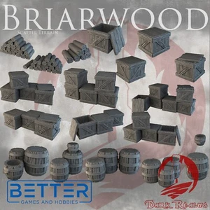Barrels, Crates, Logs - Briarwood Tabletop terrain scenery for fantasy wargaming - Picture 1 of 2