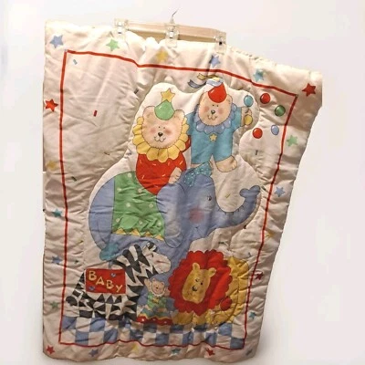 Manta Edredón Bebé Vintage Circo Osos Animales Elefante León Leer Años 80 90 Foto 1 de 4