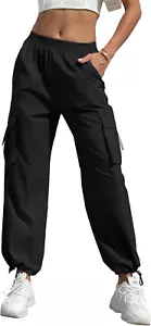 Women'S High Waisted Cargo Pants Baggy Trendy Hiking Parachute Pants with Pocket - Picture 1 of 12