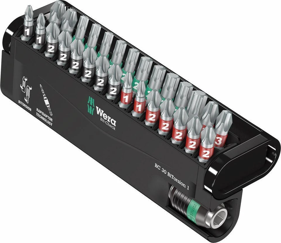 Wera 057430 Bit Check 30 BiTorsion 1 30 Piece Screwdriver Bit Set & Holder PZ/PH - Image 1 of 1